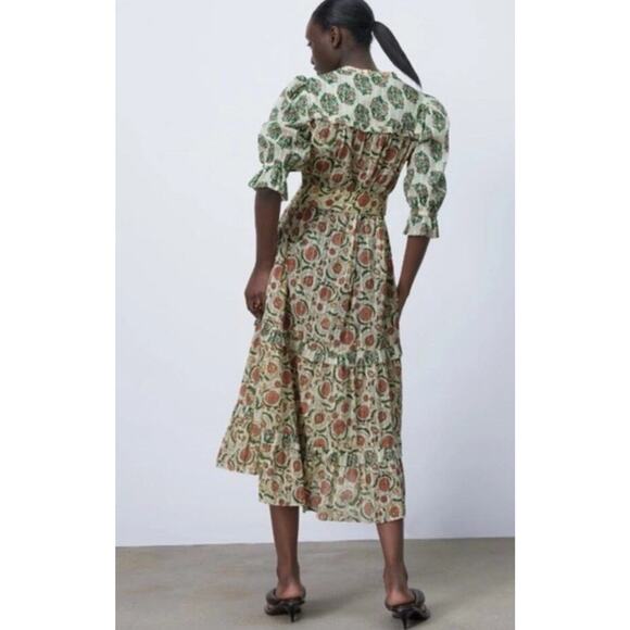 Zara The Dominica Patchwork Floral Dress Women Size S Tiered Midi Ruffle Boho - Picture 2 of 10
